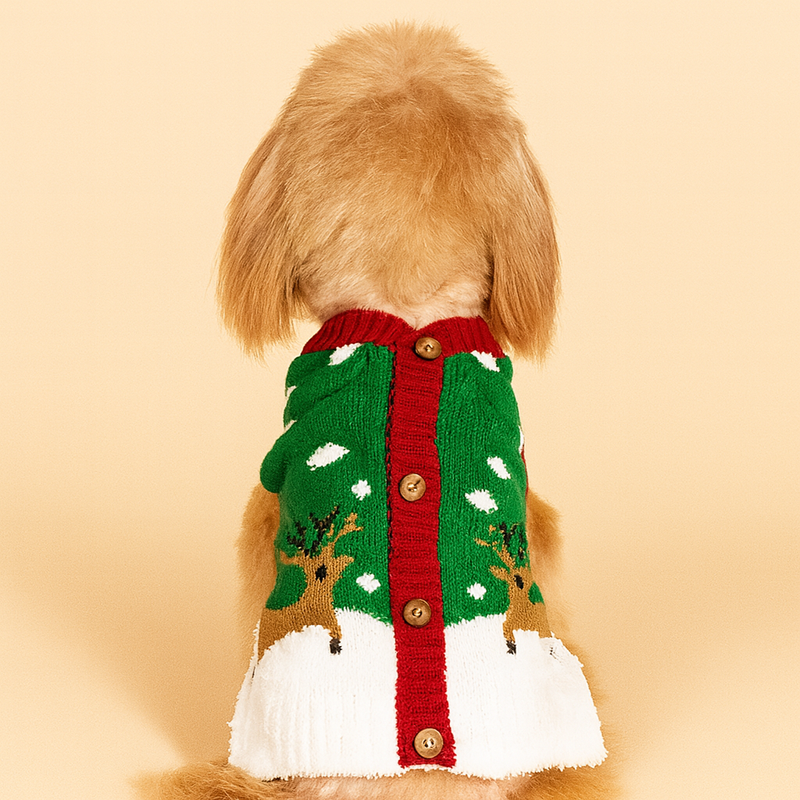 Reindeer Forest Button-Up Pup Sweater
