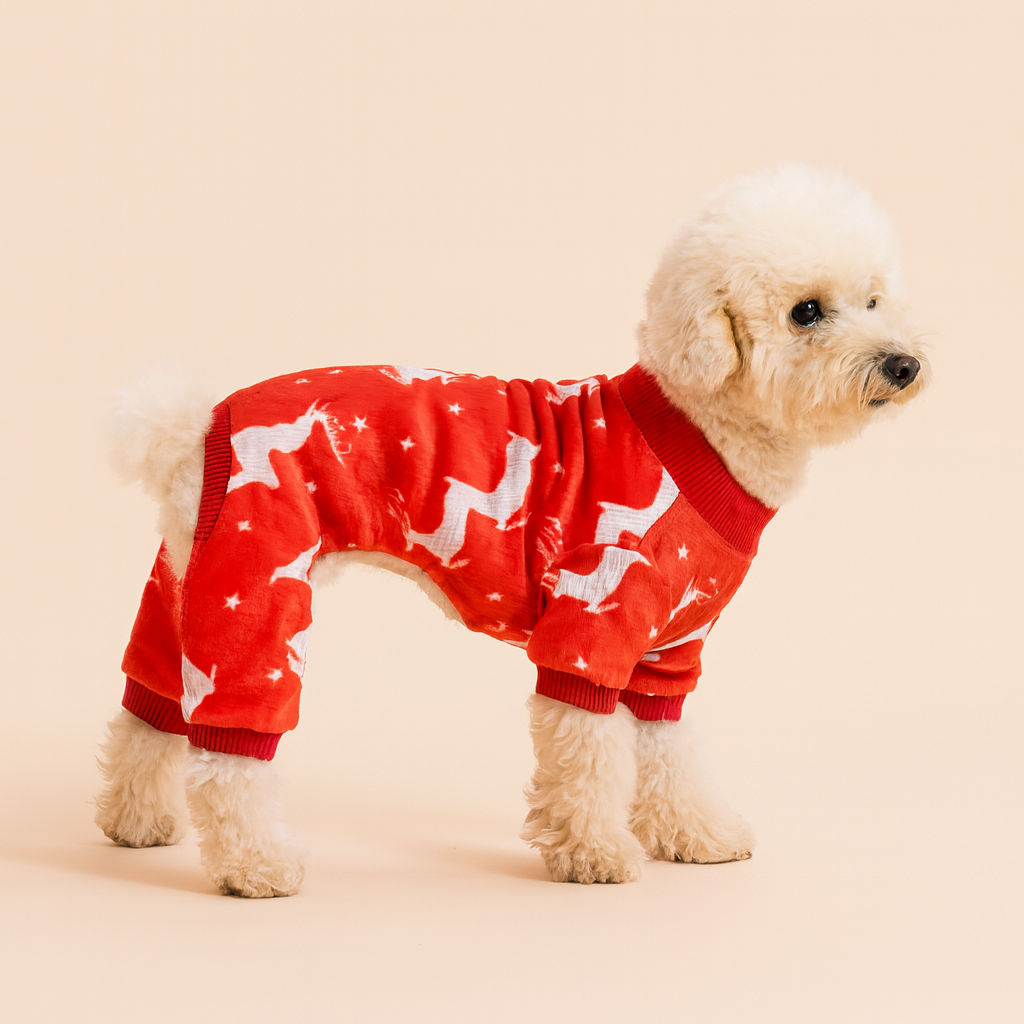 Crimson Reindeer Dash Pup Pajamas