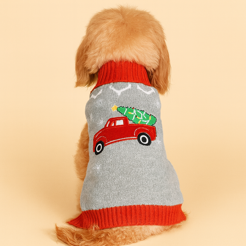Holiday Pickup Truck Pup Sweater