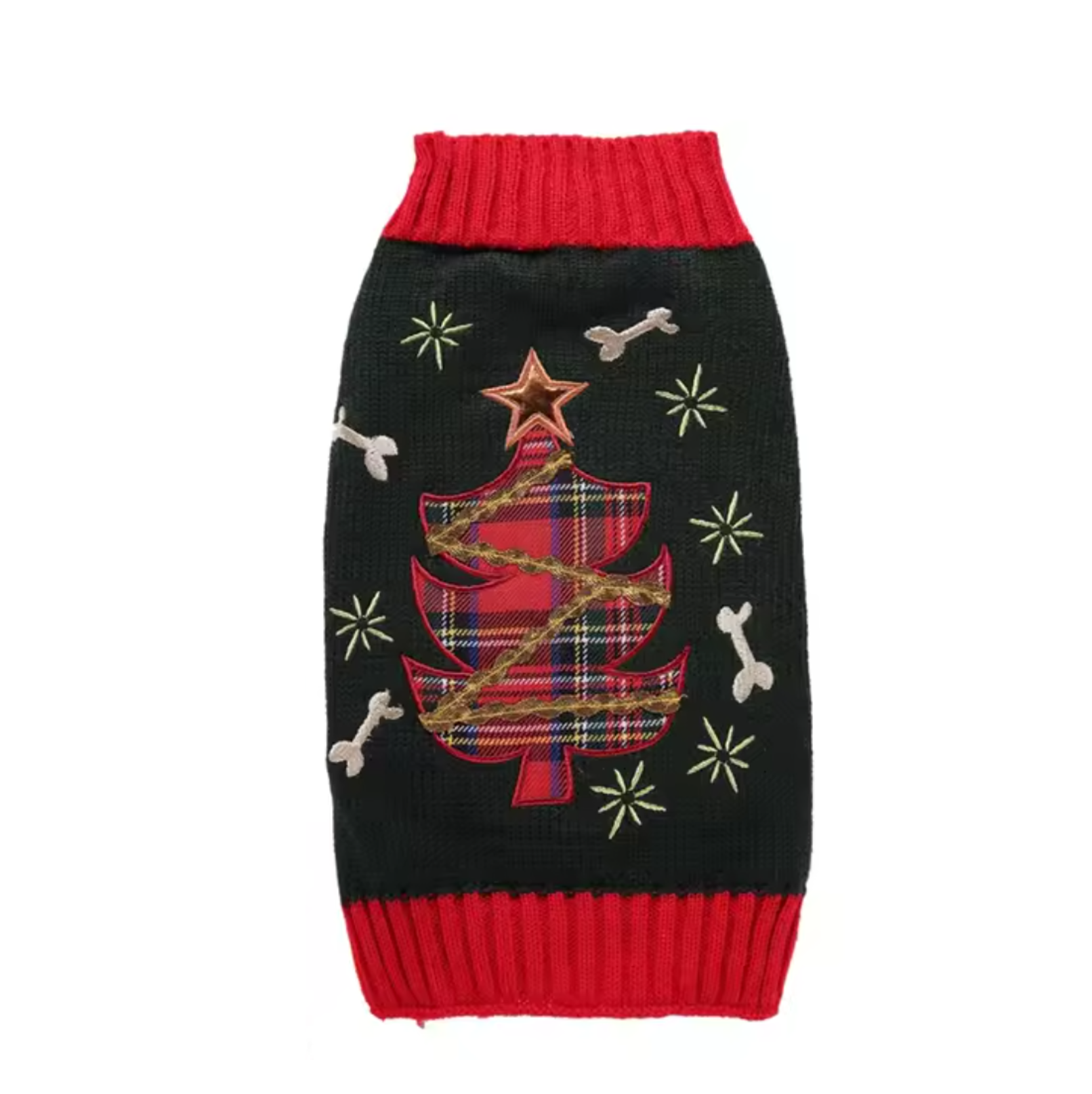 Plaid Pup Christmas Tree Sweater
