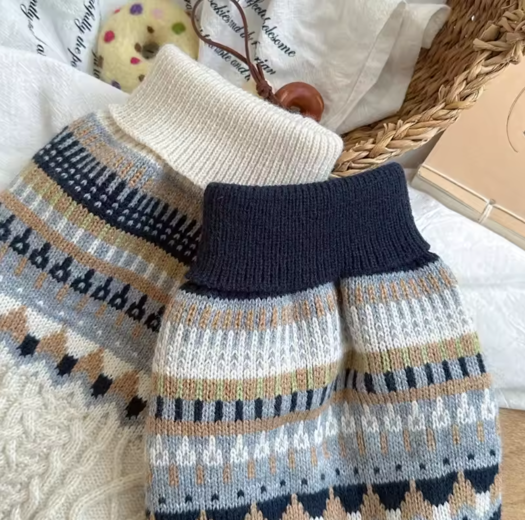 Nordic Cable-Knit Pup Sweater