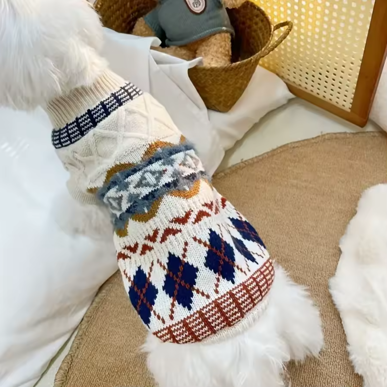 Highland Argyle Knit Pup Sweater